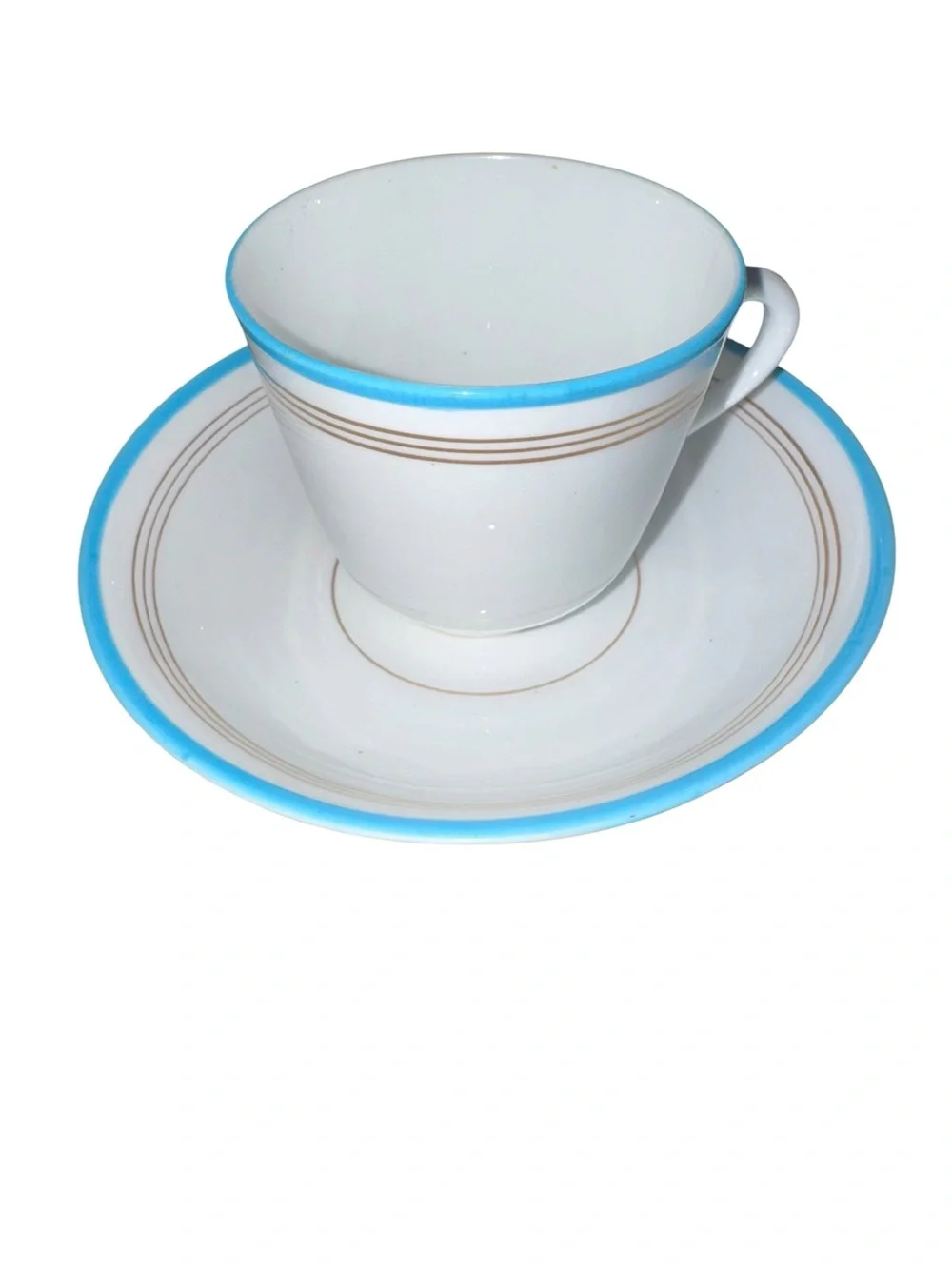Vintage Teacup & Saucer Sets Turquoise Gold Trim Set of 2